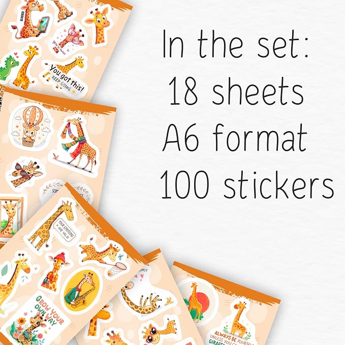 100Pcs Giraffe Stickers, Giraffe Party Decorations, Favors — Cute Animal Decals - Image 2