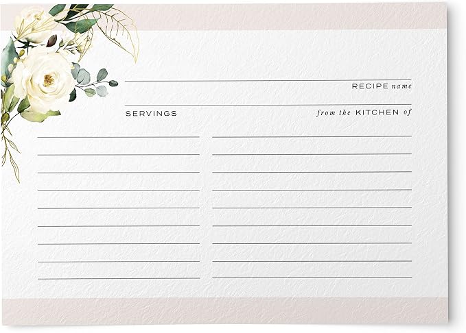 50 Floral and Gold Recipe Cards by Dashleigh