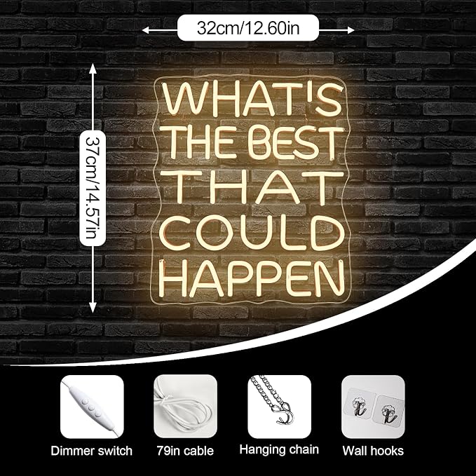 What's The Best That Could Happen Neon Sign Bars Adjustable Brightness Art neon - Image 4
