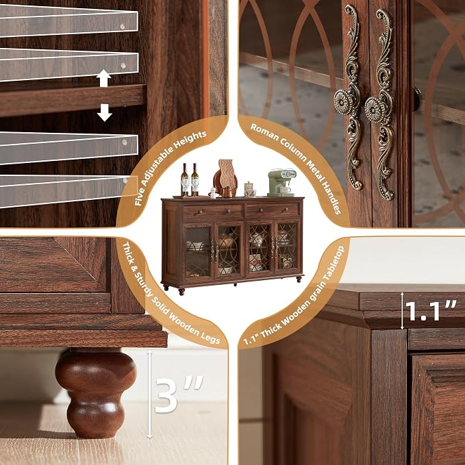 Joaxswe Large Sideboard Buffet Cabinet Set of 2 - Image 6