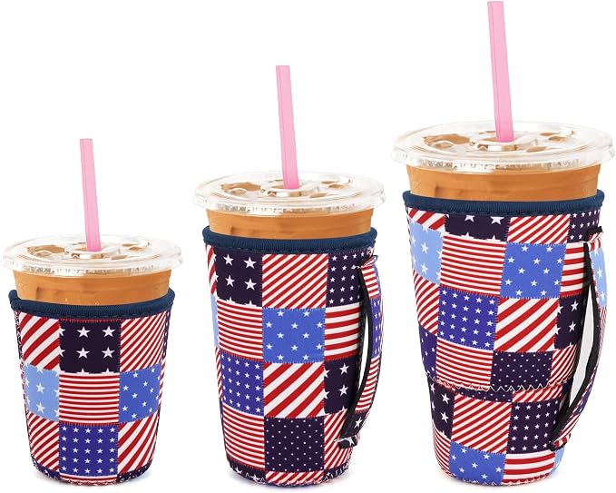 3 Pack Iced Coffee sleeve Insulated Neoprene Cup Sleeves by Snowso