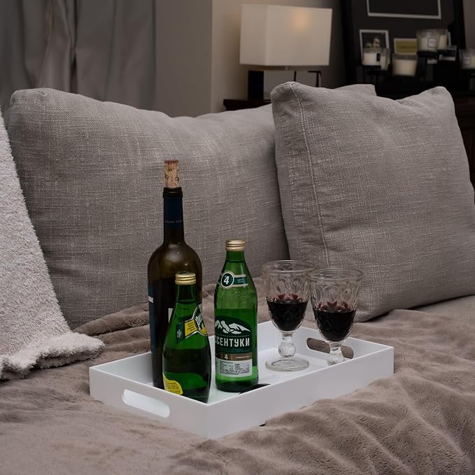 Glossy White Sturdy Acrylic Serving Tray - Image 5