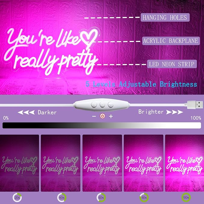 You're Like Really Pretty Neon Sign, Neon Signs - Image 3