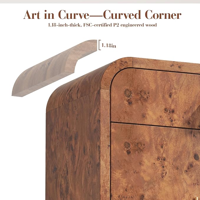 Set of 2 Curved Buffet Storage Cabinet - Image 6