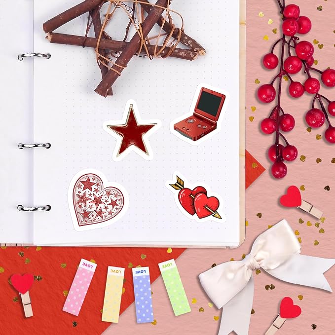100Pcs Red Aesthetic Stickers - Image 8