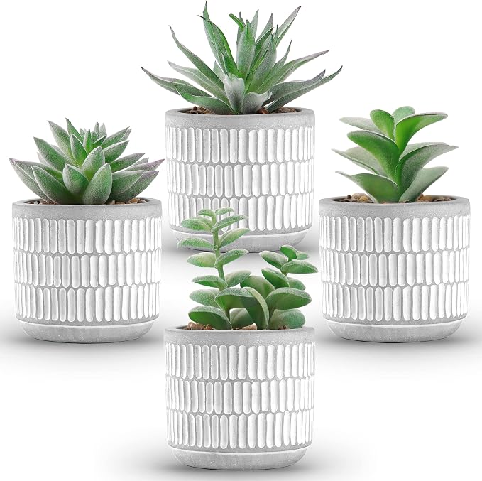 Der Rose Set of 4 Succulents Plants Artificial Fake Plants by DerRose