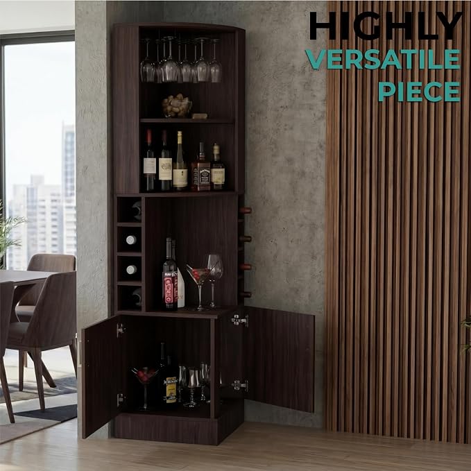 Tuhome Syrah Corner Bar Cabinet, Tall 71.1" Liquor Cabinet - Image 6