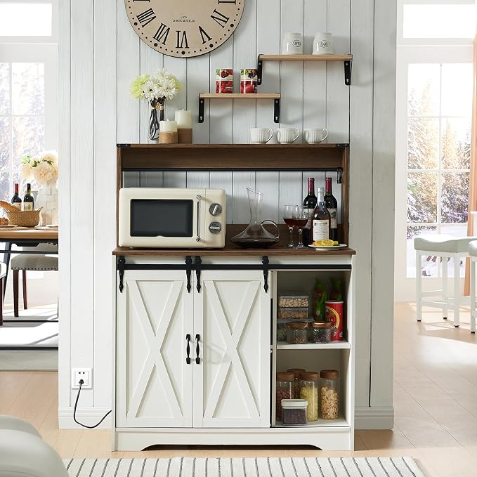 Wnutrees Farmhouse Coffee Bar Cabinet - Image 3