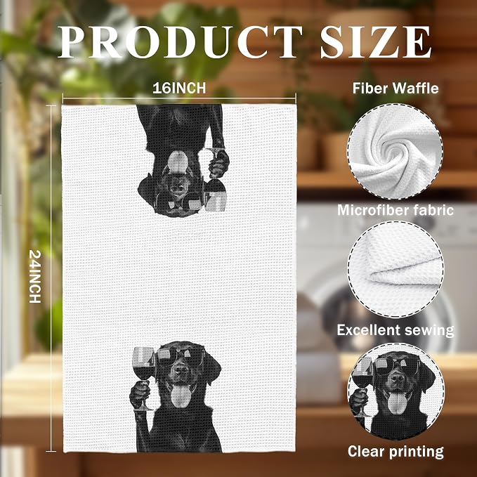 Funny Black Labrador Wine Kitchen Towels, Labrador Gifts - Image 6