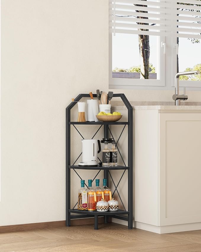 CHOEZON 3-Tier Corner Shelf, Industrial Corner Bookshelf, 35.4" Storage Stand - Image 7