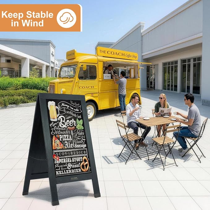 Wood Magnetic A-Frame Chalkboard Signs, Double-Sided Sidewalk Blackboard - Image 6