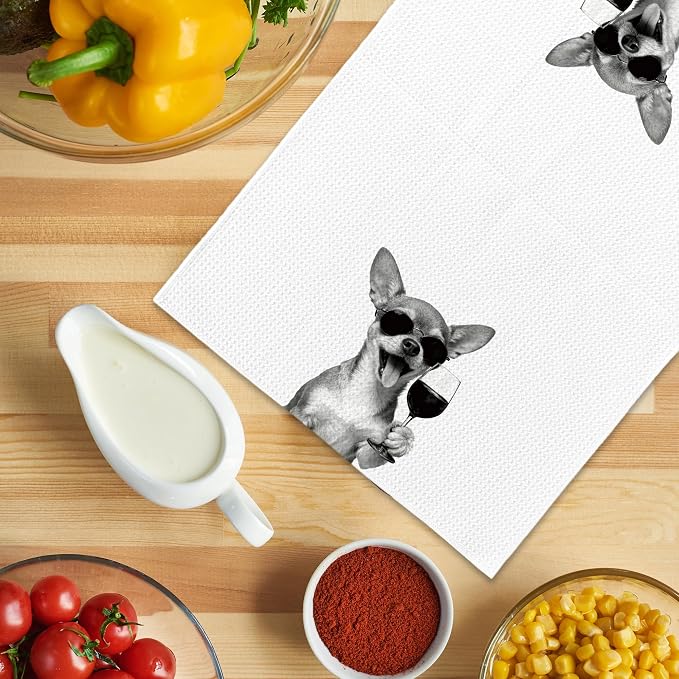 Funny Chihuahua Wine Kitchen Towels, Gifts - Image 5