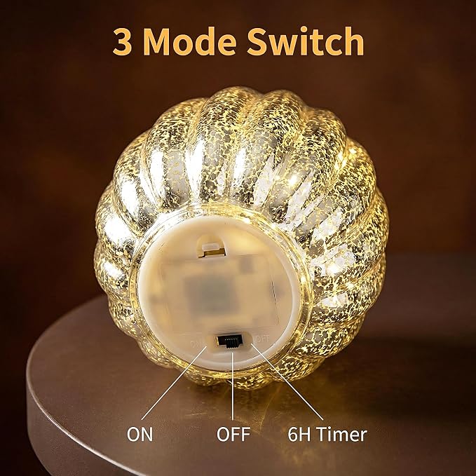 Mercury Glass Pumpkin Light - Image 4