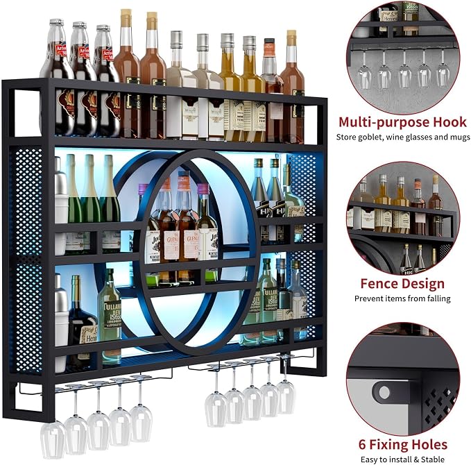 3-Tiers 47in Wine Rack Wall Mounted - Image 6