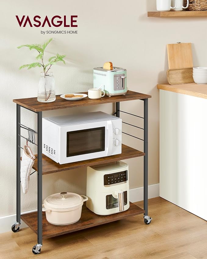 VASAGLE Kitchen Shelf on Wheels, 31.5 Inches Serving Cart - Image 2