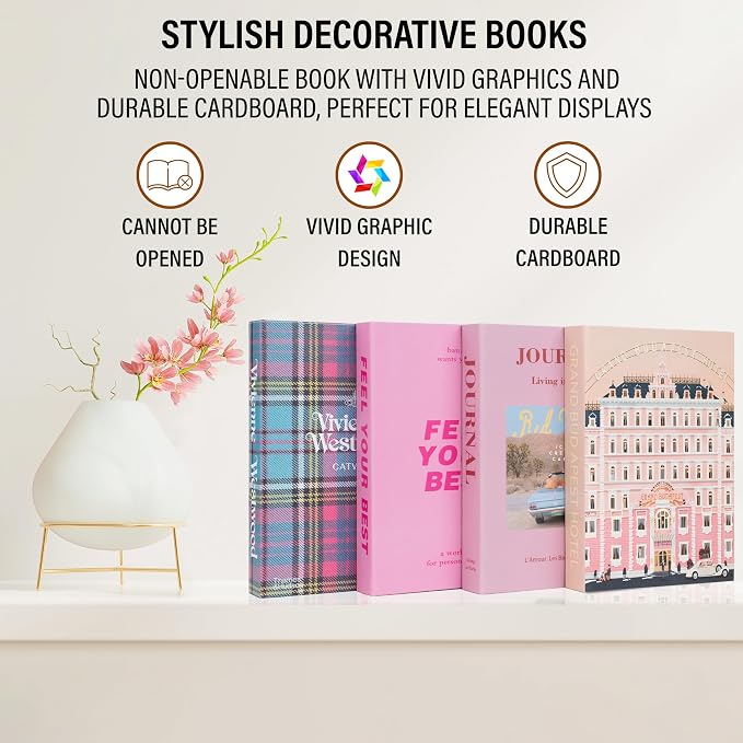 PROBENEX 4 Pcs Decorative Books | Faux Velvet Coffee Table & Shelf Decor | Rich - Image 7