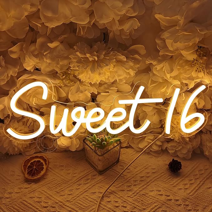 SYLHOME Sweet 16 LED Neon Light Sign Sweet Girls Adults Bedroom Happy 16th - Image 5