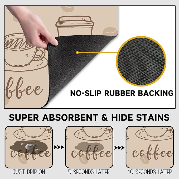 It's Coffee Time Coffee Mat 12" x 19", Non-Slip Absorbent Quick-Dry Mat - Image 5