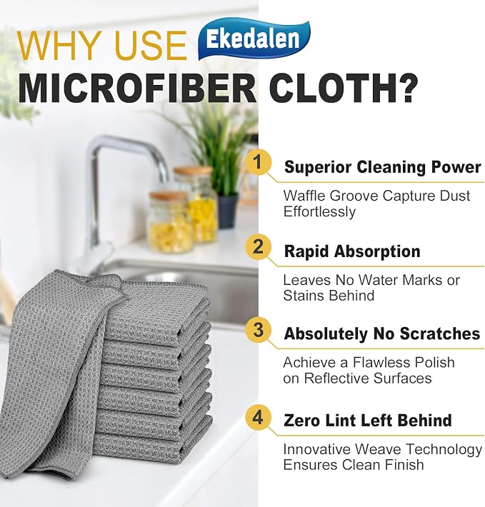 Microfiber Cleaning Cloth Waffle Weave - Image 3