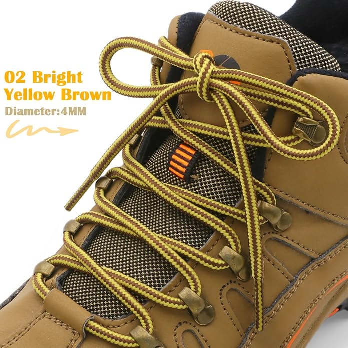 DELELE 2 Pair Round Boot Laces Outdoor Hiking Walking Shoelaces Dual Coloured - Image 2
