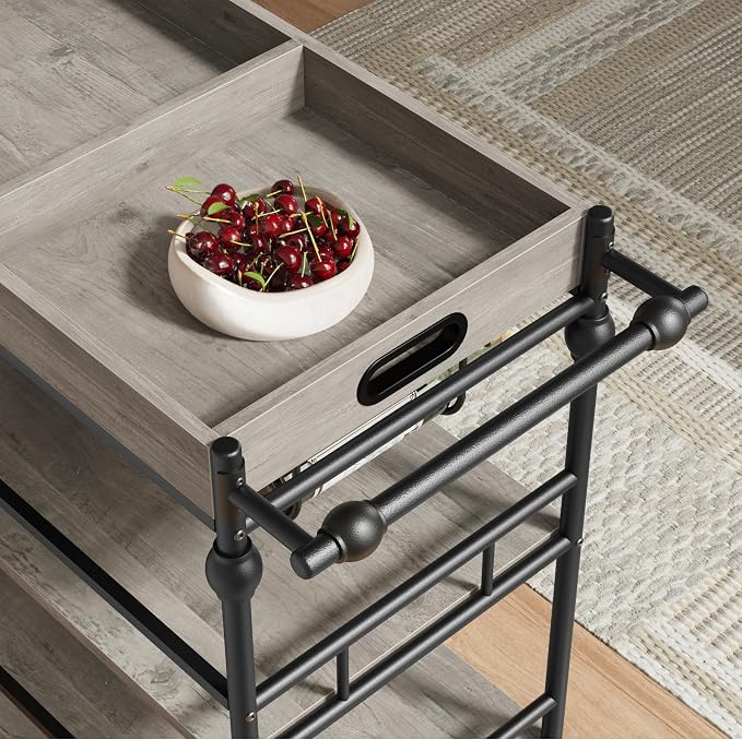GarveeHome Bar Cart with Wheels, 3-Tier Serving Cart - Image 5