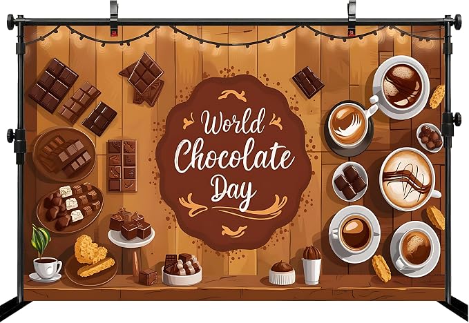 17x10ft Chocolate Backdrop Choco Bars Desserts Coffee Drinks String Lights - Image 3