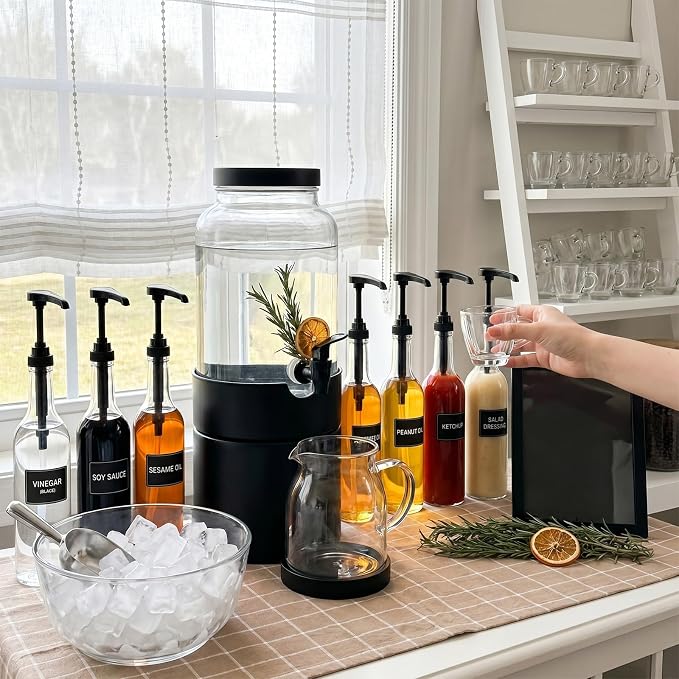 6 Pcs 25 oz Syrup Bottles with Pump Coffee Syrup Dispenser Bottles Long - Image 5
