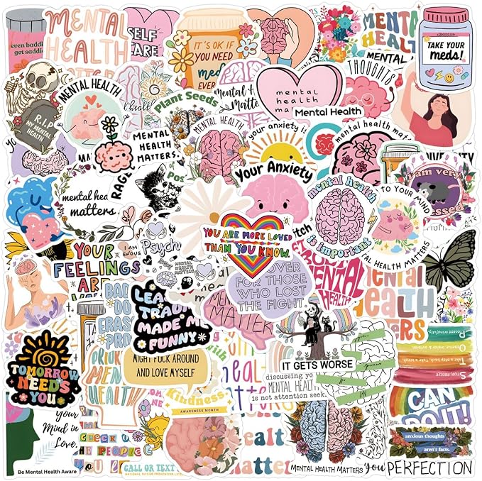 100 PCS Mental Health Matters Stickers Pack by Unknown