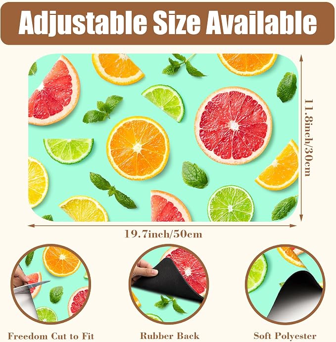 Citrus Fruits and Mint Leaves Dish Drying Mat - Image 2