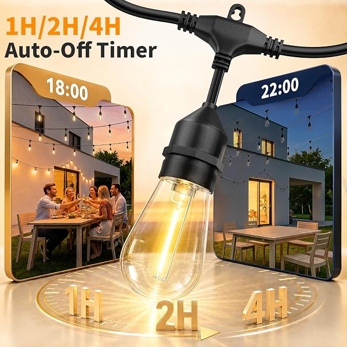 Hotsonic Remote Control Outdoor String Lights Waterproof, 50 FT LED Outside - Image 6