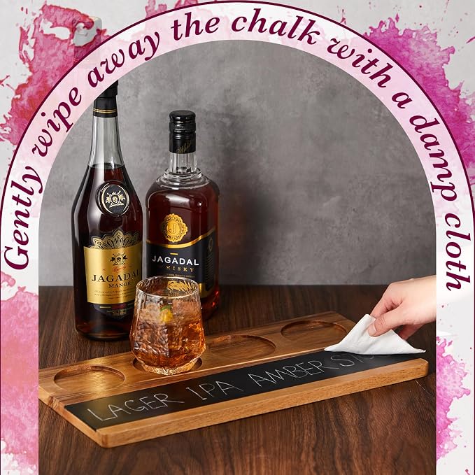 Marsui Wine Flight Tasting Set of 2, Wooden Whiskey Flight Board - Image 4