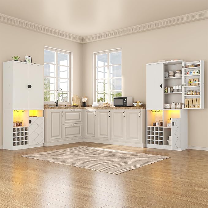 kepptory 72" Tall Kitchen Pantry Storage Cabinet, Freestanding Bar Cabinet - Image 9