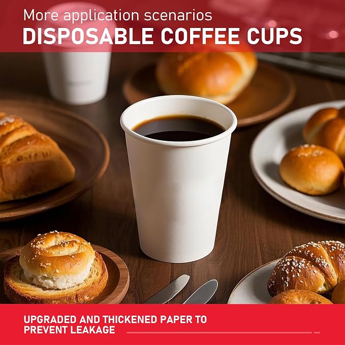 12 oz 1000 Pack Disposable Paper Coffee Cups, Hot Paper Cups, Thickened - Image 6