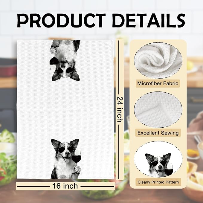 Funny Australian Shepherd Wine Kitchen Towels, Gifts - Image 6