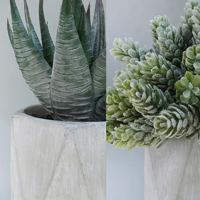 Winlyn Set of 3 Mini Artificial Succulent Plants Potted Small Fake Aloe Hops - Image 3
