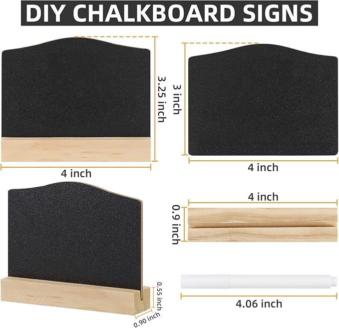 Mini Chalkboard Signs with Stand, 16 Pack Reusable Wooden Tabletop Chalkboard 4 - Image 2