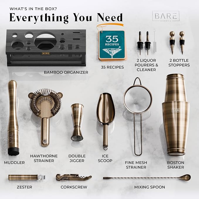 BARE BARREL® Mixology Bartender Kit Bar Set | 16-Piece Cocktail Shaker Set | - Image 4