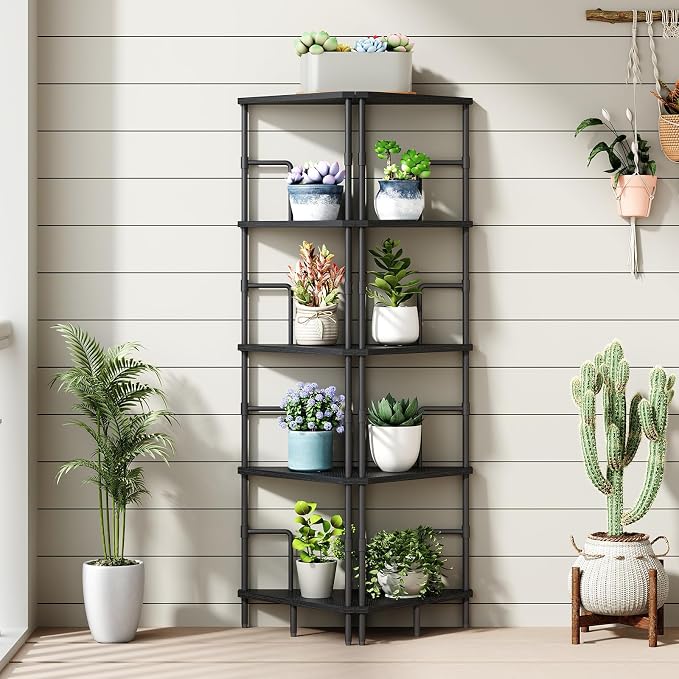 MAHANCRIS 52.8" Corner Shelf, 5-Tier Industrial Corner Bookshelf - Image 5