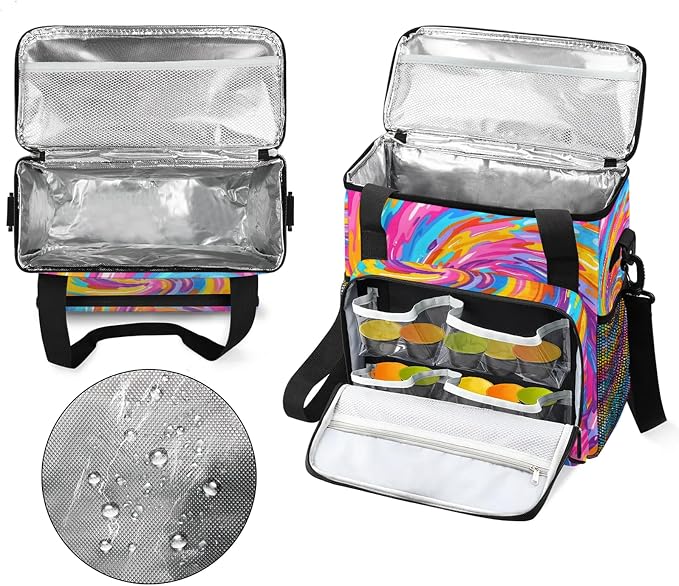 Tie Dye Colorful Boho Rainbow Coffee Maker Carring Bag, Large Insulated Storage - Image 3