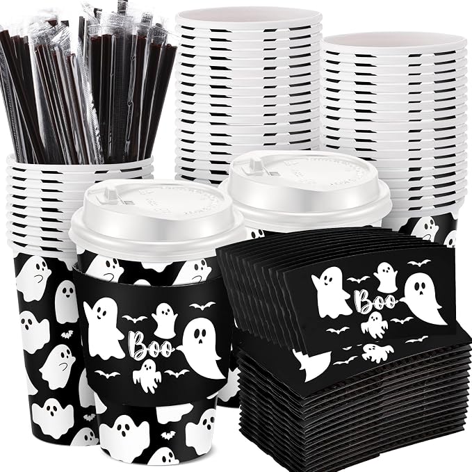 Pickmesh 50 Set 12oz Halloween Disposable Coffee Cups by Pickmesh