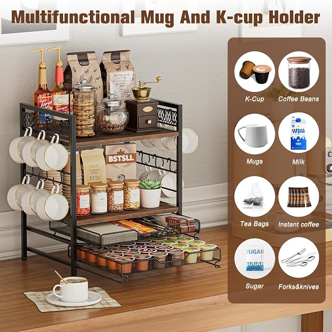 Coffee Bar Station Organizer, K Pod Cup Holder - Image 4