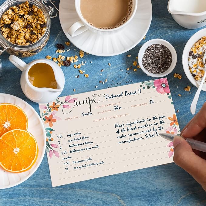 LotFancy Recipe Cards, 4x6 Inch, Double Sided, Blank Recipe Cardstock, Floral - Image 7