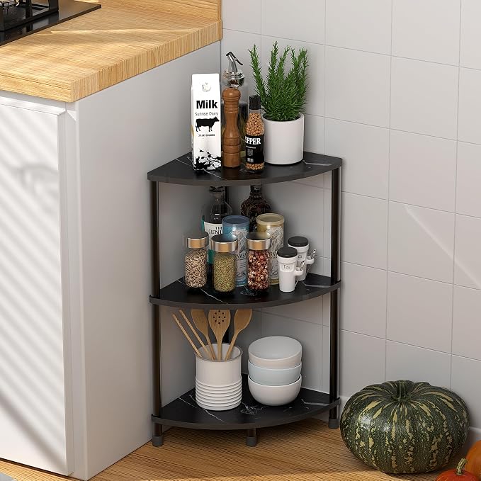 Book Small Corner Shelf, 3 Tier Corner Bookshelf Display - Image 3