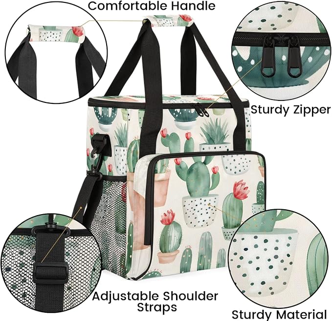 Cactus Coffee Maker Carring Bag, Large Insulated Storage Organizer Case Tote - Image 6