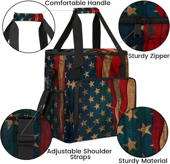 American Flag Coffee Maker Carring Bag, Large Insulated Storage Organizer Case - Image 6
