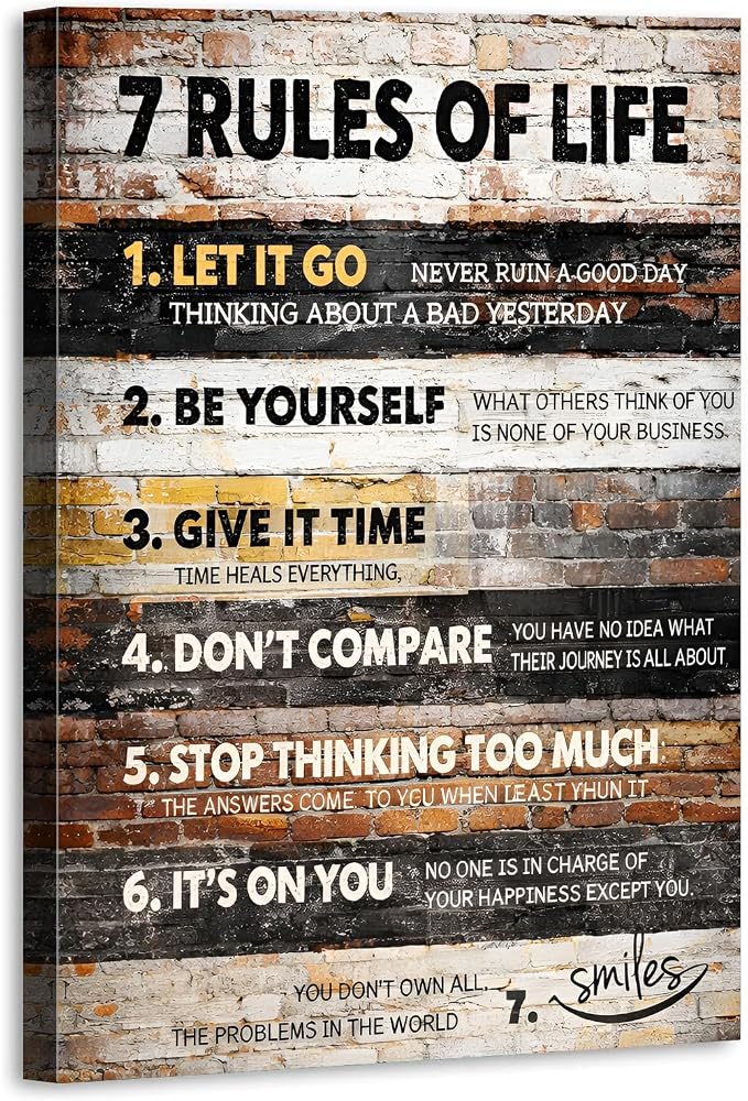 7 Rules of Life Wall Art Motivational Picture by Unknown