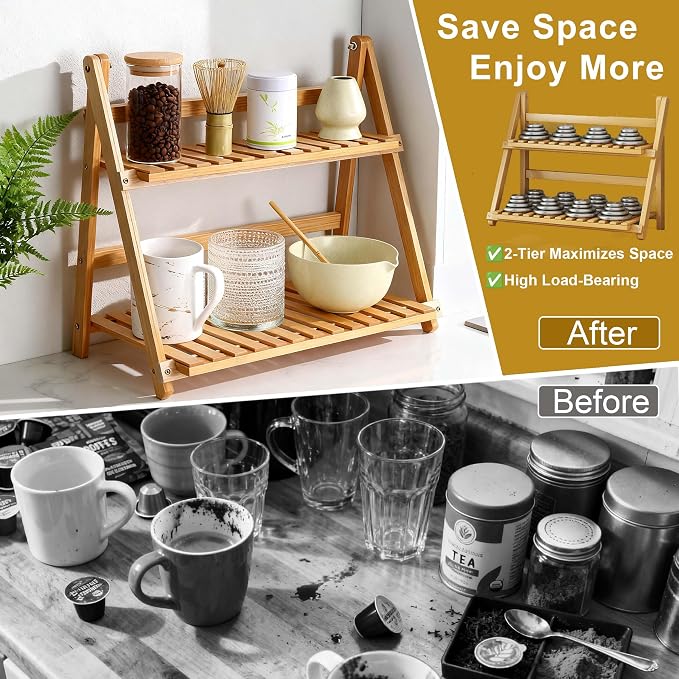 Matcha Station Organizer, Bamboo Coffee Station Organizer & Tea Accessories - Image 3