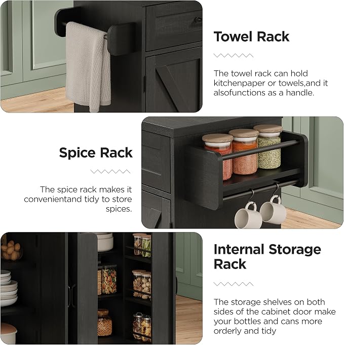 Mobile Kitchen Island, Kitchen Island Cart - Image 4