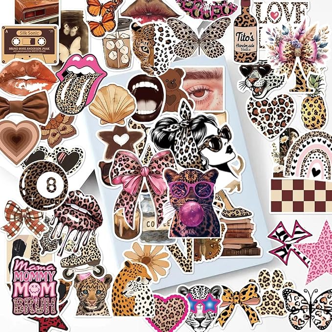100Pcs Leopard Print Aesthetic Stickers - Image 7