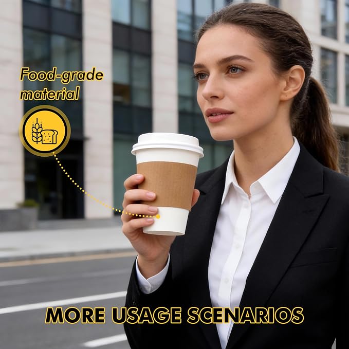 RACETOP 12 oz Paper Coffee Cups, 100 Pack Disposable Coffee Cups - Image 7